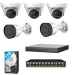 CP Plus 4MP IP Night Vision with Audio Recording 5 CCTV Camera Set with (8 CH NVR,Outdoor bullete-2Nos,Indoor Dome-3Nos,8+2 Port POE Switch-1Nos,1TB Hard Drive