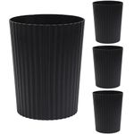JiatuA Small Trash Can Round Wastebasket Plastic Garbage Container Bin for Bathroom, Kitchen, Bedroom, Home Office, College Dorm, Black 4 Pack