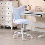 chairus Office Desk Chair for Home Faux Fur Height Adjustable Chair for Teenagers Study Swivel Chair for Students (Blue)