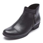 Rockport Women's Carly Bootie Ankle Boot, Black Leather, 8.5 Wide