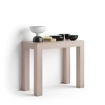 Mobili Fiver, First, Extendable Console Table, Pearled Elm, for 4-14 People, Space-Saving Dining Table, Italian Furniture