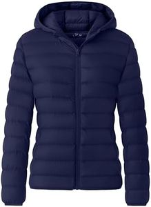 ZSHOW Women's Puffer Coat Lightweight Packable Padded Winter Jacket (Navy,X-Large)