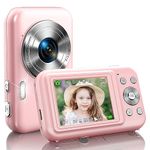 Digital Camera,Compact Camera FHD 1080P 44MP,Vlogging Camera with 16X Digital Zoom for Students, Children,Beginners with 1 Battery - Pink