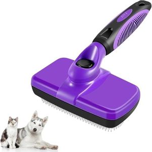 AINA Self-Cleaning Pet Grooming Brush | Slicker Retractable Brush for Dogs & Cats Shedding, Detangling, & Fur Removal with Click Clean Button | Effective, Comfortable, & Perfect for Pet Grooming