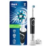 Oral B Vitality Rechargeable Rotating Electric Toothbrush for Adults, 2 Brushing Modes (Daily & Sensitive), 2 Min Timer with Quadpacer, 2 Year Warranty, IPX7 Water Resistant, Round Brush Head, (Black, 1)