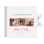 Anniversary Valentine’s Day Couple White Scrapbook Photo Album With Ribbon Closure 80 Pages Wedding Birthday Memory- 30 x 30cm - Personalised Our Adventure Book