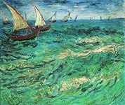 Wieco Art Sailing Boats Large Modern Gallery Wrapped Seascape Giclee Canvas Prints of Van Gogh Famous Oil Paintings Reproduction Pictures on Canvas Wall Art for Living Room Bedroom Home Decorations