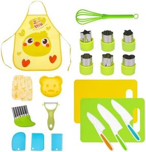 AIXMEET 20 Kit Couteau sécurité de Cuisine pour Enfants,Couteau Montessori Enfants à partir de 3 ans,Couteaux de Cuisine pour couper des fruits ou légumes,Cadeau de Noël ou d'anniversaire parfait