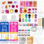 JDiction Epoxy Resin Kit for Beginners - 8.8oz Epoxy Resin Jewelry Making Starter Kit with Silicone Mold, Resin Pigment, Gold Flakes, Measuring Cup,Coating and Casting Art Resin for DIY, Craft, Wood