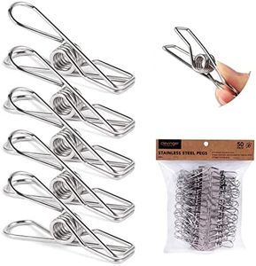 50PCS Stainless Steel Pegs, Clevinger Clothes Pins Heavy Duty Outdoor Clothespins for Hanging Clothes, Laundry Clothes Pin Clips Clothespin Close Clothing Pins for Food Snack Bag (1Pack-50PCS)