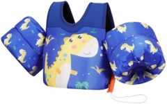 MoKo Toddler Swim Vest - Cute Toddler Floaties with Emergency Whistle for Boys and Girls 13-20-30 lbs Water Wings Arm Band Floaties Swim Training Equipment for Beach Swimming Pool Sea, Dinosaur