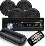 Pyle Bluetooth Marine Audio Stereo Kit [Radio Receiver & Waterproof Speakers] Hands-Free Talking, CD Player, MP3/USB/SD Readers, AM/FM Radio, (4) 6.5’’ Speakers (PLCDBT95MRB)