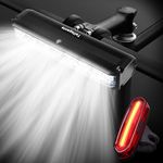 Tellegante Super Bright 6LED Horizontal Bike Lights, 180° Ultra-Wide Lighting Bicycle Lights, USB Rechargeable Bike Lights Front and Back, 5 Modes & IPX5 Waterproof for Road Mountain