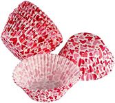 BinaryABC Valentines Day Red Heart Cupcake Liners Baking Cups,Valentine's Day Cake Decorations Party Supplies,100Pcs