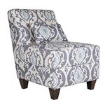 HomePop Slipper Armless Accent Chair with Pillow, Blue Slate