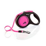 Flexi New Neon Tape Pink Medium 5m Retractable Dog Leash/Lead for dogs up to 25kgs/55lbs