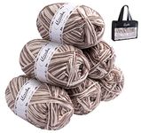 ilauke Crochet Yarn (6 X 50g), Knitting Wool Yarn for Crocheting, Acrylic Yarn for Blankets Crafts Dolls, Double Knitting Wool, Khaki