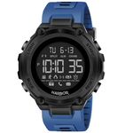 Harbor Men's Digital Sports Watch 50m Waterproof Green LED Military Multifunction Watch Stopwatch Countdown Auto Date Alarm (Blue)