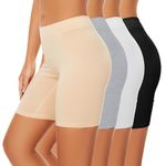 POKARLA Ladies Cotton Boxer Shorts Underwear Anti Chafing Safety Shorts Women Slip Shorts Under Dress Cycling shorts Boyshorts Panties Large 4 Pack