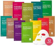 GLAM UP Facial Sheet Mask 12 Combo (Pack of 12) | masques en feuille, Face Masks Skincare, Hydrating Face Masks, Moisturizing, Brightening and Soothing, Beauty Mask For All Skin Type