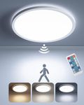 Matane Motion Sensor LED Ceiling Light with Remote, 9 Inch Wired Flush Mount Ceiling Light 3000K 4000K 5000K, 1800LM Dimmable Motion Sensor Light Indoor for Closet Hallway Laundry Stairs White