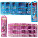 THE TWIDDLERS - 40 Kids Stationery Sets, 20 Pink & 20 Blue - Contains Two Pencils, Ruler, Sharpener & Eraser - Multipack Perfect Party Bag Fillers For Kids, Classroom School Prizes