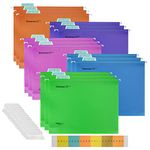 Hiziwimi 15PC PP Letter-Size Inserts Hanging File Folders for Bulky Files and Filing Cabinet Suspension Files with Tabs, Medical Charts, Office Desktop File Storage(Mixed Colorful)