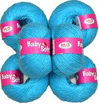 Vardhman Kintting Yarn 100% Acrylic Wool Sky Blue (6 pc) Baby Soft 4 ply Wool Ball Hand Knitting Wool/Art Craft Soft Fingering Crochet Hook Yarn, Needle Knitting Yarn Thread Dyed