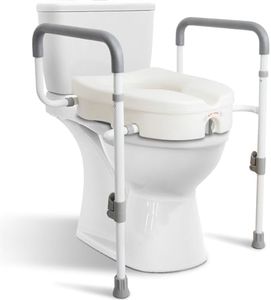 WeHwupe Raised Toilet Seat with Handles for Elderly - Toilet Seat Risers for Seniors with Adjustable Padded Arms - Elevated Toilet Safety Seat for Standard or Elongated Commode