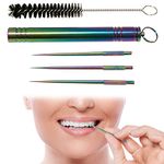 C and C Adventures Toothpick Holder Kit - 1 Toothpick Holder, 3 Reusable Toothpicks, 1 Cleaning Brush. Perfect for Carrying hygienic toothpicks on a Keychain, Purse or Travel (Multicolored)