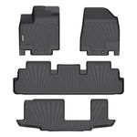 VERSAINSECT ather Floor Mats for 2024 2023 2022 Nissan Pathfinder 8 Passenger/Infiniti QX60 7 Passenger, 1st & 2nd & 3rd Row Full Set, Heavy Duty Car Floor Liners-Black Pathfinder Accessories