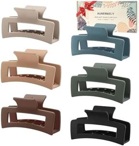 6 Pack Square Claw for Women Girls, 3.5" Medium Non-slip Rectangular Matte Clips Strong Hold Jumbo Hair Styling Accessories, Cool