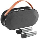 Portable Rechargeable Karaoke Machine with 2 Rechargeble UHF Mics, Echo Effect, and Bluetooth Connectivity