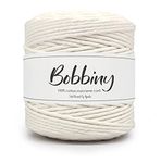 BOBBINY | Single Strand Cotton Macrame Cord Thread Rope for Crafts, Macrame DIY and Other Projects | Off White | 3mm, 10 Meter