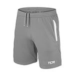 TCA Boys' Aeron Gym Training Workout Sports Running Shorts with Pockets - Cool Grey/White, 8-10 Years (Boys Medium)