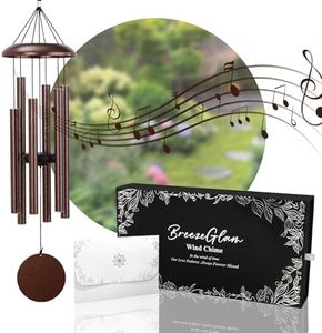 BreezeGlam 32" Deep Tone Wind Chimes for Outside, C Major Tuned Memorial Wind Chime with Gift Envelope & Box, Aluminum Garden Wind Chime for Patio Porch Decor, Classic Round, Bronze