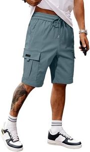JMIERR Men's Stretch Cargo Shorts Casual Classic Drawstring Elastic Waist Summer Beach Short with Multi-Pocket,US 38(XL),Blue