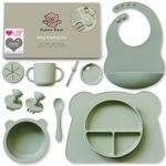 Bubba Bear Baby Weaning Set, Silicone Feeding Plates and Bowls Sets for Babies | Bowl, Plate, Bib, Toddler Water Bottle Cup with Straw, Snack Pot & Spoon Cutlery Eating Bundle from 6 Months, 11 pieces