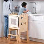 Avenlur Plum - 3 in 1 Foldable Kitchen Tower - Step Stool for Toddlers - Ideal for Kitchen, Living Room, Playroom, and More - with Integrated Chalkboard - Children Kitchen Stool