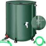 SKM Collapsible and Portable Rain Barrel Water Collection System -Rain Barrels to Collect Rainwater from Gutter with Filter, Dual Spigots and Overflow Kit (53 Gallon, Green)