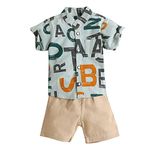 Hopscotch Boys Text Print Shirt And Shorts Set In Green Color For Ages 2-3 Years (YXN-3456377)