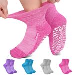 LOFIR Diabetic Socks for Women Men: Bamboo Wide Top Grip Slipper Socks for Ladies with Extra Elastic & Non-Slip Loose Fit Breathable for Swollen Feet Elderly Hospital Colourful 9-11 4 Pairs