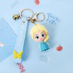 Cute Princess 3D Keychain | Keyring & Quirky Bag Charm | Hard Silicone,Unbrekable | Travel Essential | Kids Friendly | Comes With Strap & Bag Hook | Single Piece. (Elsa)