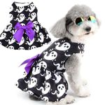 Zunea Halloween Dog Dresses for Small Dogs Cats Ghosts Print Puppy Girl Halloween Costumes Fancy Dress Soft Pet Skirt with Bow Knot Chihuahua Yorkie Clothes Outfits Black S