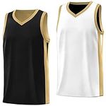 KXK Men's Blank Reversible Basketball Jersey Team Uniform Athletic Hip Hop Basketball Shirts S-4XL Black/White