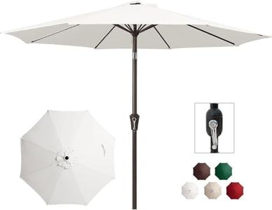 LIODUX 2.7M Outdoor Patio Umbrella Outdoor Table Umbrella with Push Button Tilt and Crank, Market Umbrella 8 Sturdy Ribs UV Protection Waterproof for Garden, Deck, Backyard, Pool (White)