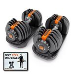 Flexnest Adjustable Iron Dumbbells Set, Designed-in-Germany, Easy Weight Adjustment (5Kg-40Kg), Home Workout, Gym Exercise Set For Men & Women, 40Kg, Set of 2 (Black)