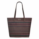 Aquatan Canvas Dotted Printed Tote Bag for Women (Printed Dark Brown)