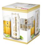 Bitburger Premium German Pils 4.8% ABV | 4 Can Gift Pack with Branded Bitburger Stein Glass | Beer Gifts for Dad | Fathers Day Gift