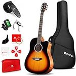 Acoustic Guitar, Full Size 41 Inch Cutaway Acoustic Guitar Acustica Guitarra Bundle Kit for Adult Beginner Teen, Sunburst, by Vangoa